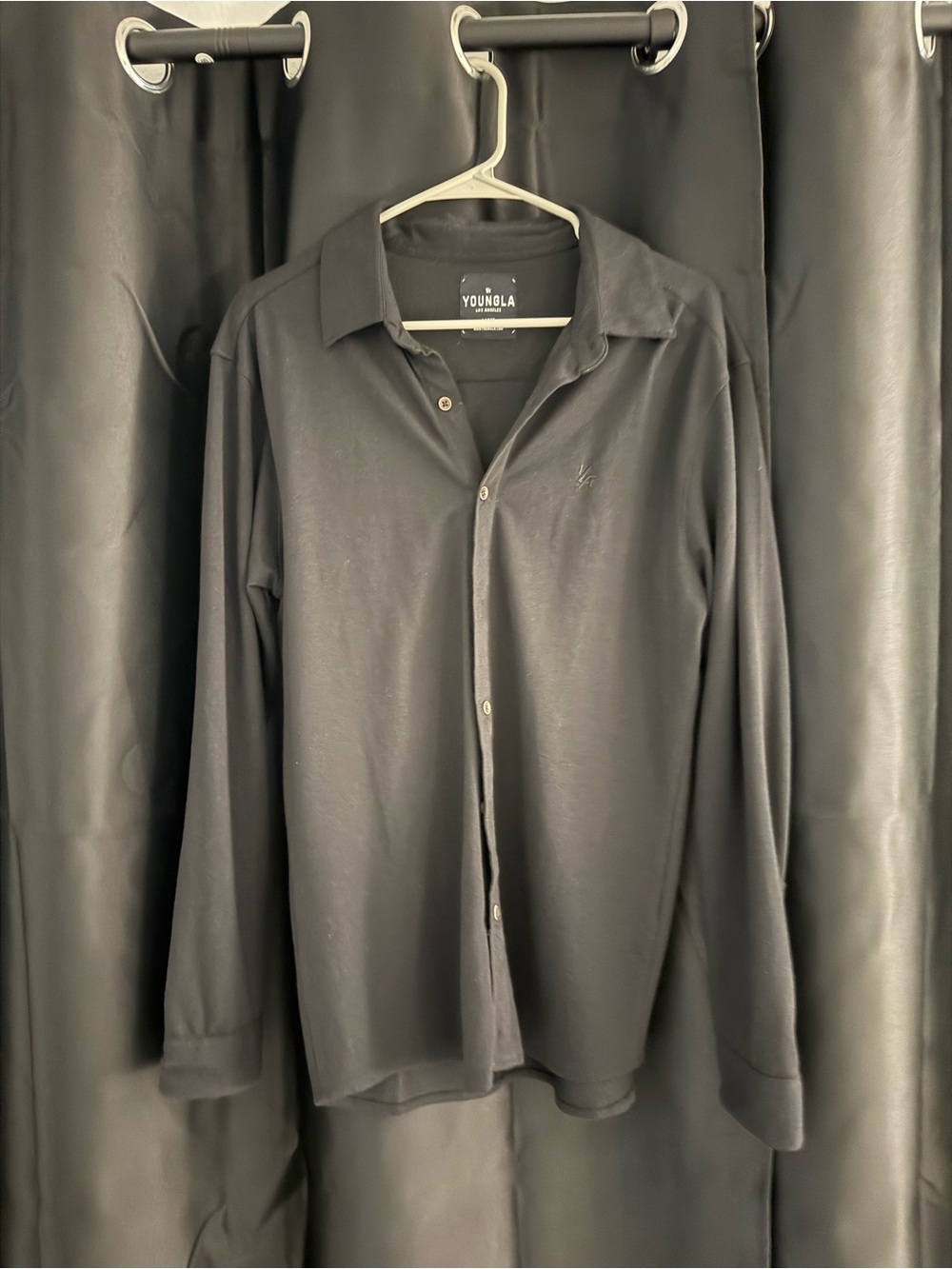 YoungLA Men's Black Long-Sleeve Button-Up Shirt